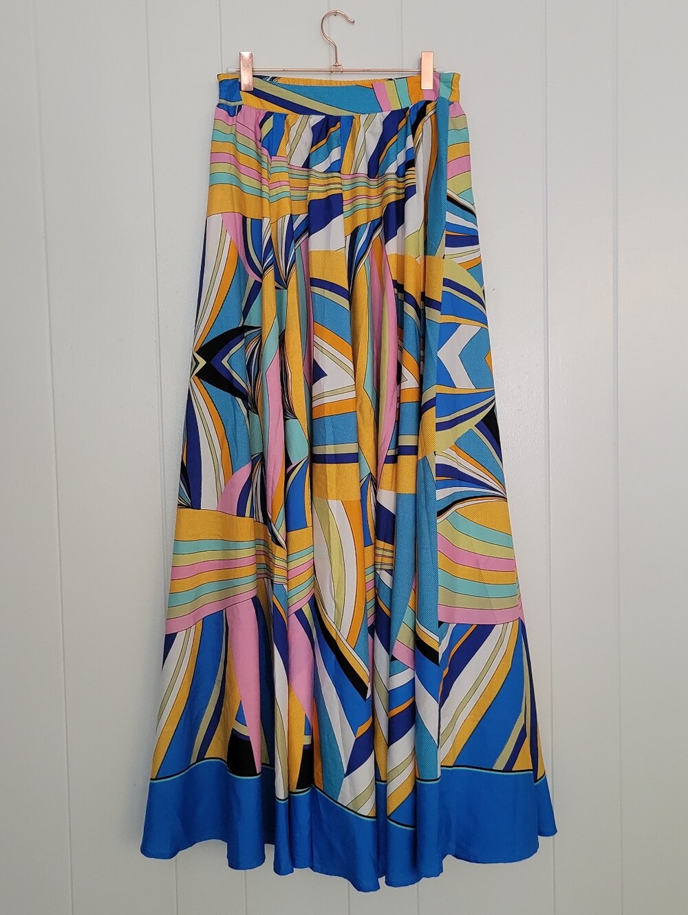 Versona Maxi Skirt Long Flowy Abstract Luxury Print Resort Tropical Coastal XS